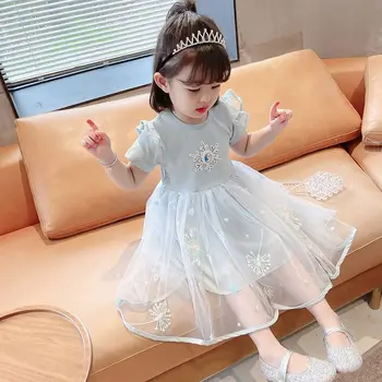 Лятна рокля на принцеса Айши за момичета, Рокли с цветя модел за момичета, Детски рокли за момичета, Детски рокли за момичета, корейската детски дрехи