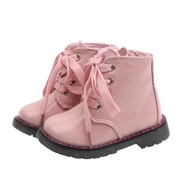2020 Нови Есенни Непромокаеми зимни обувки от лачена кожа за Момчета, Модерен Зимни обувки за момичета, Детски обувки за бебета 1, 2, 3, 4, 5, 6 години