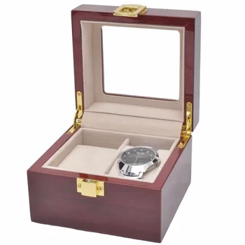 2 слота, луксозен модерен мъжки домашна тъмно-червена цветна дървена кутия за часовници, висококачествена кутия за съхранение часа за мъжки Часовници 200803-20