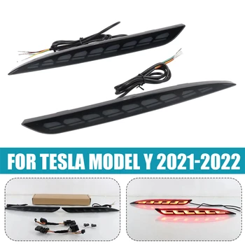2 бр. За Tesla, Модел 3/Y 2021 2022 Dragon Scale Задни Противотуманный Фенер Стоп-Сигнал Динамичен Рефлектор Led мигач в Бронята