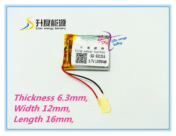 Литровата енергийна батерия Bluetooth слушалки батерия от 3.7 На полимерно-литиева батерия 631216 100 ма малка играчка на малката цялостното обзавеждане