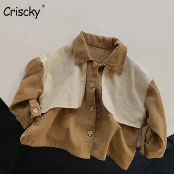 Criscky 2023 Детска Риза Облекло Пролетни Блузи Дрехи За Малките Момчета Лоскутные Памучни Блузи за Деца Риза с Дълги Ръкави
