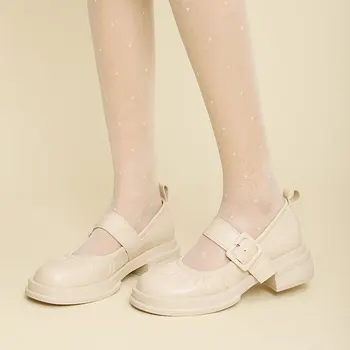 Мери Джейн На Дебелите Обувки Дамски 2022 Пролет Нова Кръгла Глава Студентка Японски Британски Колеж Стил Малки Кожени Обувки