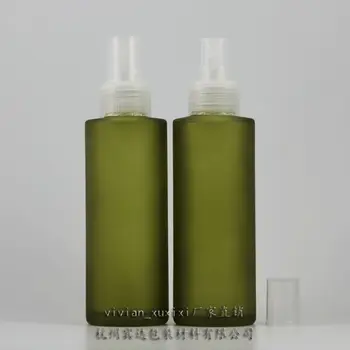 100 мл маслинено зелено матово стъкло пътен многократна употреба флакон за парфюм с прозрачна пластмасова опаковка /опаковка, контейнер за парфюм