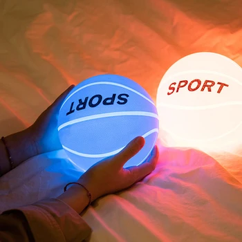Креативен Баскетболен Силикон лека нощ USB Акумулаторна батерия Led Лампа Pat Light Украса Спални Настолна Лампа Начало Декор за Малки Деца