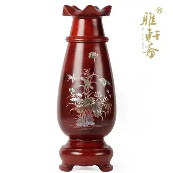 Dongyang дърворезба занаяти ваза от червено дърво, декорация на Мебели За Дома среден палисандър естествено дърво ламперия под формата на миди, цветя