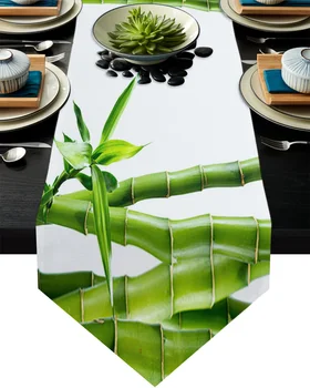 Китайски Зелен Бамбук Дзен Зелено Растение Настолна Пътека За Дома Пътека На Покривки за Сватба парти Аксесоари За Декорация на Масата