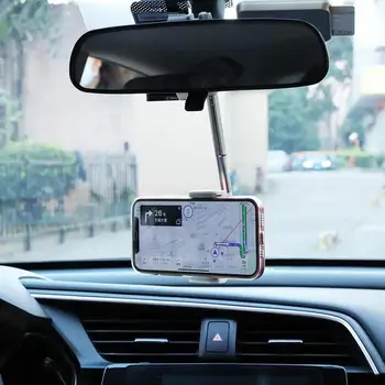 360 Градуса Автомобилно Огледало за Обратно виждане Определяне на Титуляр на Телефона Скоба за мобилен телефон за кола огледало за обратно виждане Поставка Регулируема Подкрепа