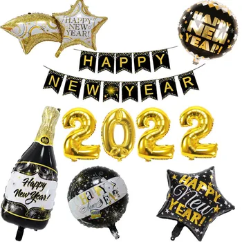 K & J Нов Прием на 2022 Година, Коледни Вечерни Украса за Събития, Доставка, честита НОВА Година, Банер, Балони за Декорация на Коледната Домашно Парти