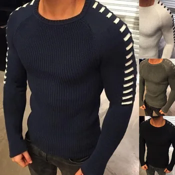 2023 Мъжки Модерен Случайни Пуловер с кръгло деколте в тона на Цвета