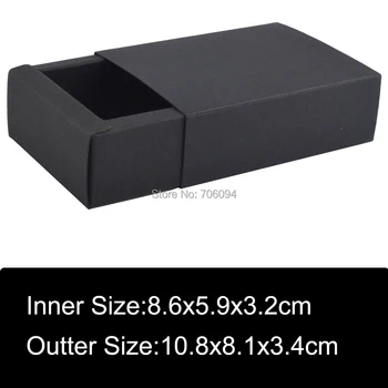 50шт 10,8x8,1x3,4 см Козметични Черна кутия хартиена кутия с ръчно изработени Черни подаръчни кутии за бонбони, кутия за етерично масло, логото на поръчка