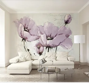Големи потребителски тапети за дома стенопис красиви лилави цветя Скандинавски ТЕЛЕВИЗИЯ фон на стената