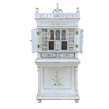 куклена къща в мащаб 1/12 миниатюрни мебели Ретро коллекционный шкаф ръчно изработени рисувани с бяла