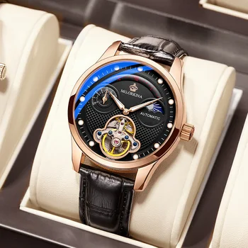 MG.ORKINA часовници нова марка механични каишка мъжки часовник с моден тренд водоустойчив фаза на Луната мъжки Часовник Ръчен Часовник