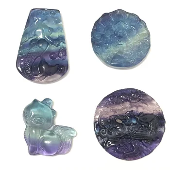 Скъпоценни камъни на естествения кристал, флуорит цветен привесные ръчно дялани камъни за подарък