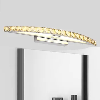 Търговия на едро с просто луксозно огледало за баня предната лампа led кристална стена лампа за баня водонепроницаемое противотуманное огледало от неръждаема стомана