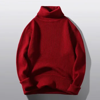 Пролетен Пуловер Мъжка Мода На Младата И Жизнена Сила Мъжка Поло Компютърни Възли Пуловери Плътен Цвят Случайни Вязаный Мъжки Пуловер