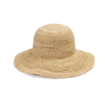 Сезон: пролет-лято нова ръчно изработени шапка от лико за жени, вязаная на една кука, сгъваема сламена шапка с навес, градинска пътна плажна шапка солнцезащитная
