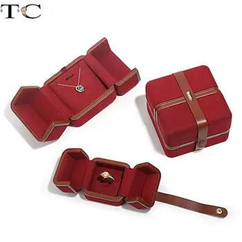 Европейският пръстен кутия за бижута кутия за стил двойно-Отваряне на ключалката ковчег е подходящ за сватбени кутии, опаковъчна хартия 