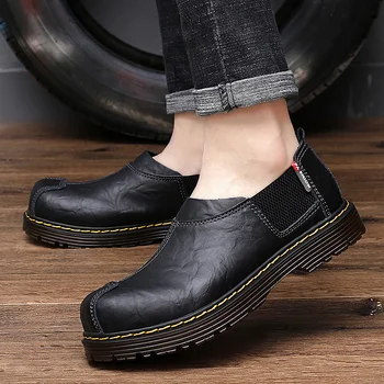 Лоферы Мъжки Бизнес Официално Черни Кожени Мъжки Обувки Модерен Ежедневни Модела Обувки, Маркови и Удобни Мъжки Oxfords С Кръгло бомбе
