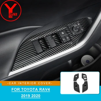 ABS Въглеродни Влакна Врата Лента на Колата Дръжка Капак Подлакътник Част За Toyota Rav4 XA50 2019 2020 Аксесоари Стъклена Повдигаща Тапицерия Подлакътник