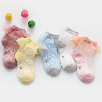 5 двойки/лот Anyongzu/Летни памучни Дантелени Нови Окото Детски чорапи за момичета, Тънки Чорапи за малки момичета, Копринени Детски Чорапи от памук