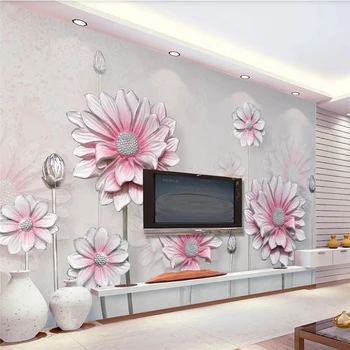 Потребителски тапети 3D стенописи свеж розов цвете ТЕЛЕВИЗИЯ фон на стената дневна спалня ресторант тапети papel de parede 3d тапети