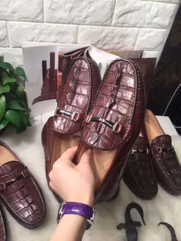 2018 Натурална естествена крокодилска кожа с опашка отзад, мъжки бизнес обувки за почивка, здрава, висококачествена и мъжки обувки от крокодилска кожа