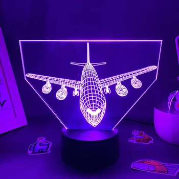 Модел Самолет 3D Илюзия Led Лавовый Лампа Творчески лека нощ Стръмни Колоритен Подарък За Приятелите Детска Спалня малка странична Масичка Украса