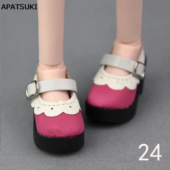 1 чифт модни обувки от изкуствена кожа ярко розов цвят, 6*2,5 см за кукли 1/3 1/4 BJD Обувки за кукли от 40-50 см XinYi Обувки на висок ток