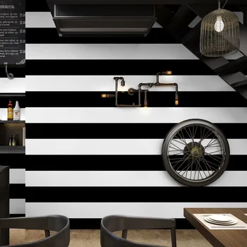 Черно-бели тапети в хоризонтална и вертикална ивица, модерен минималистичная хол, спалня, кафене, ресторант, магазин за дрехи