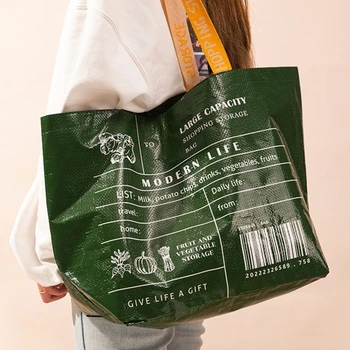 Чанта мъкна хранителни стоки опазване на околната среда с голям капацитет на сгъване пазарска чанта водоустойчива за супермаркет