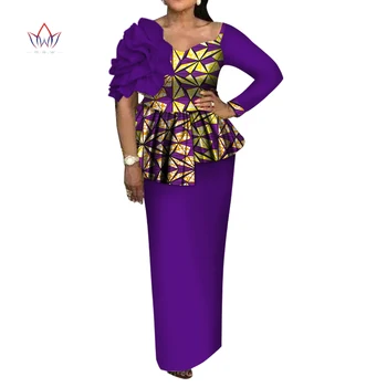 Дамски костюми мода 2022, комплект от две части, летен комплект с цветя модел и пола, африкански стил, елегантен костюм Басейн Riche, женски WY3550
