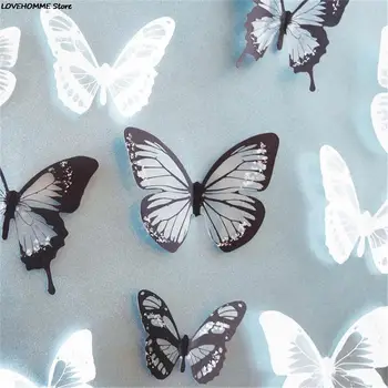 18ШТ направи си САМ 3D Кристални Пеперуди Тапети начало декор за детска стая Украса на Коледното парти кухня стикер за хладилник