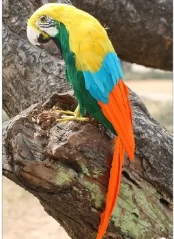 нова имитация на жълто и оранжево папагал модел от пяна и кожа голям папагал птица играчка подарък, около 45 см 3018