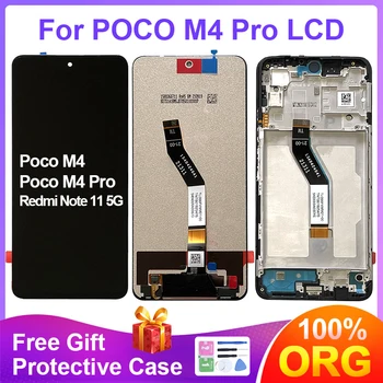 Оригинални LCD Дисплей За Xiaomi Poco M4 M4 Pro 5G Сензорен Дисплей Стъклен Панел Дигитайзер В Събирането на Сензор С Рамка Мобилен Pantalla