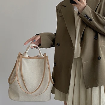 2021 нова ежедневни тканая преносима чанта-кофа, проста тъканно чанта с голям капацитет, женствена чанта на едно рамо