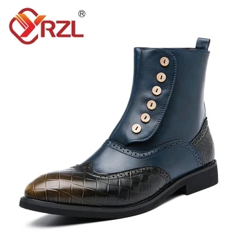 Мъжки кожени обувки YRZL, 2021 г., Мъжки обувки, есенни реколта обувки с перфорации тип 