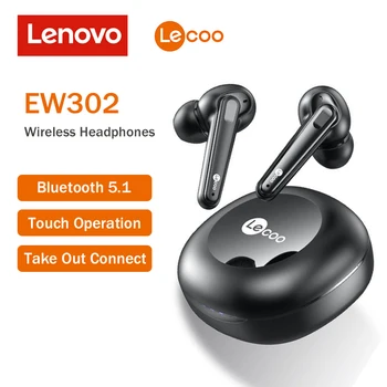Lenovo Lecoo EW302 Bluetooth Слушалки 5.1 TWS Безжични Слушалки Стерео Спортни Слушалки С Микрофон намаляване на шума