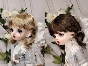BJD куклен перука, подходящи за 1/6 размер, модерен нов мини-Чу Chu с двойна оплеткой, ретро сладък изкуствен мохер за жени, пшеница злато, тъмно-кафяв