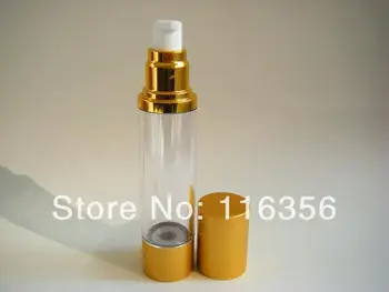 Бутилка злато 50ML безвоздушная или козметичен спрей с помпа бял