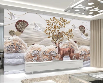 beibehang Потребителски Тапети пейзаж 3D гора релеф лосове 3d Хол, Спалня, Телевизор, Разтегателен Фон рисувани стенни 3d тапети