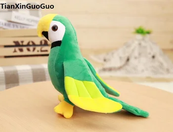 цвят зелен папагал птица около 25 см. плюшен играчка сладък папагал мека кукла е детска играчка, подарък за рожден ден s0202