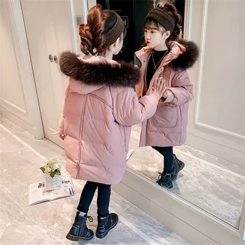 Детски зимни връхни дрехи, Палто, Модерно однотонное детски палта за момичета, Детски дрехи, топло палто със средна дължина