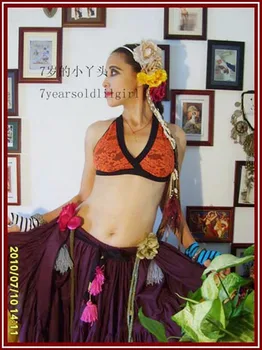 Завързана Tribal Сутиен За Танц на Корема С Бретелькой На Шията, Готическия Цигански Бохемски DJ10