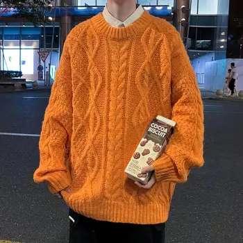 ins корейската версия на есента тенденцията на свободния долен пуловери в гонконгском ретро стил, красив мъжки пуловер пуловер