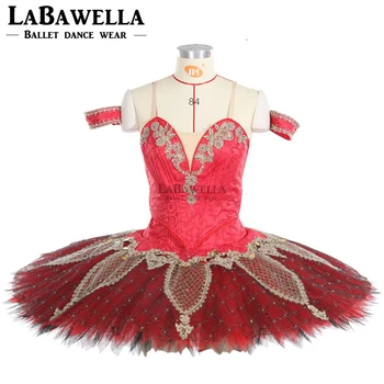 Отделни Червена балетната поличка La Esmeralda за конкурса, детски професионални балетные етап костюми, рокля-опаковка в поднос LT0022