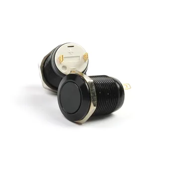 метален бутон с плоска глава 12 мм, малък кръг пусков превключвател, самоустанавливающийся оксид, черен, водоустойчив, взривозащитен