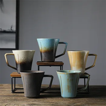 Японски стил проста керамична чаша ретро домашна кафеена чаша креативна чаша за вода, чаша за закуска керамична чаша пара чаша за вода