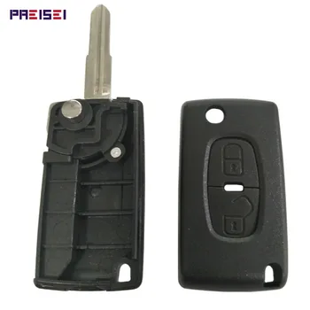 PREISEI Нов 2 Бутона Автомобилен Ключ За Peugeot Дистанционно Флип Калъф За Ключове на Ключодържател Подмяна на Притежателя Без Батерии